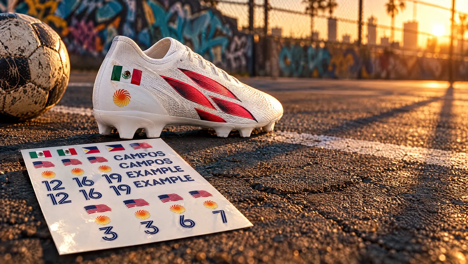 Custom cleat stickers and sticker sheet on asphalt